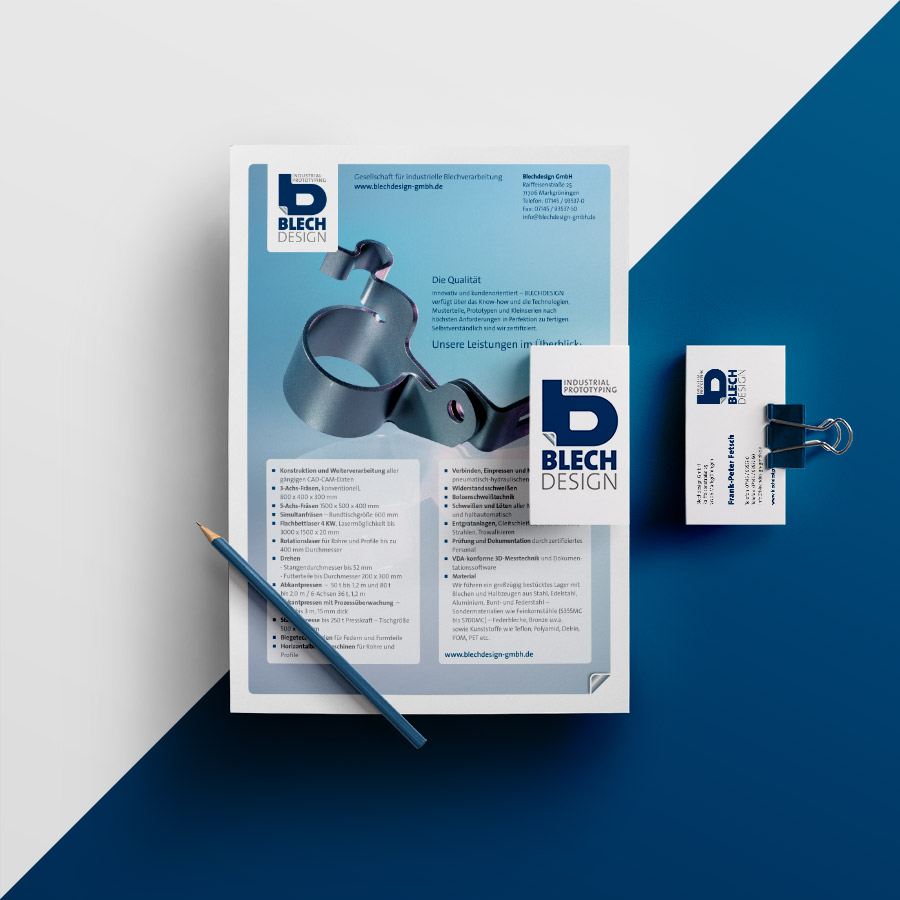 blechdesign_CI Corporate Design Prospekt visitebkarte